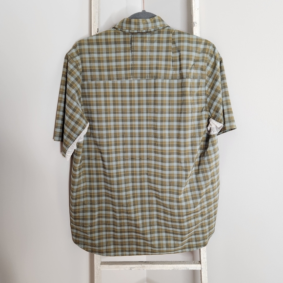 REI top men's size large Sahara tech plaid button down short sleeve UPF 50+ - Picture 8 of 8